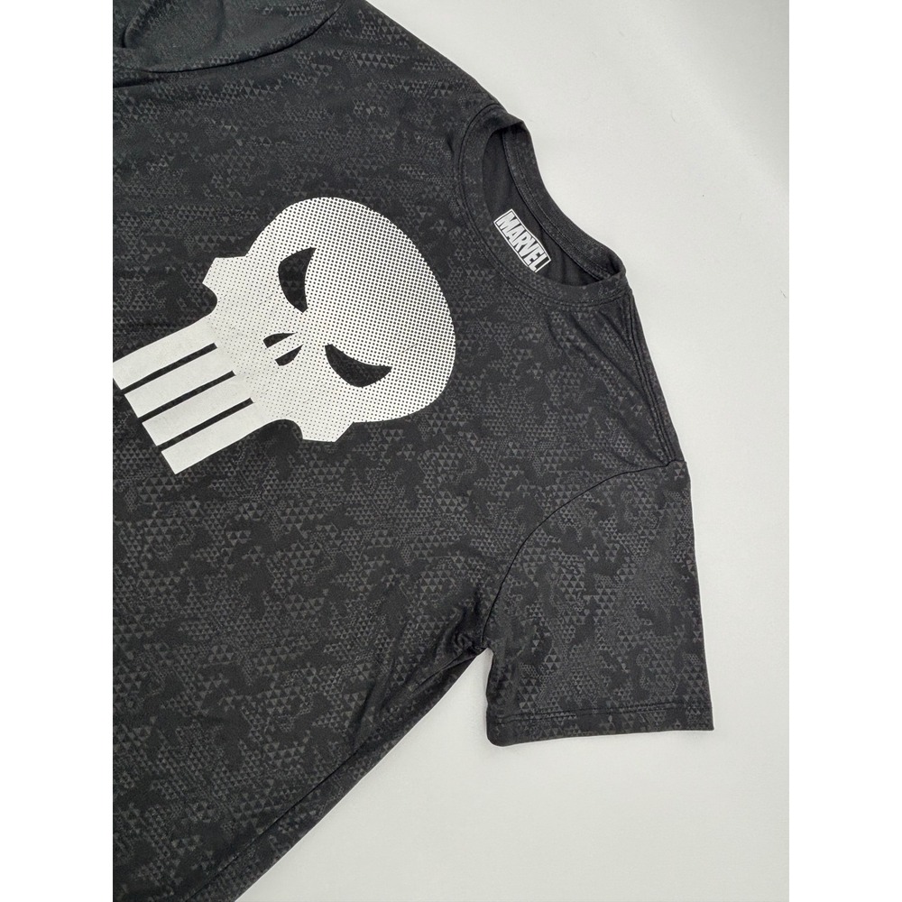 Marvel Punisher Mens Large T-Shirt Grey Geometric Skull Graphic Mad Engine